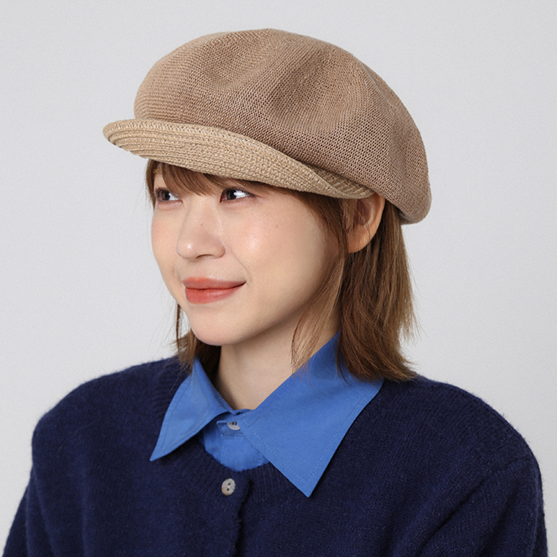 折叠鸭舌帽编织贝雷帽时尚亚麻