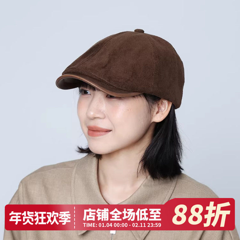 灯芯绒咖色鸭舌前进帽女2026秋冬新款复古画家帽大头围报童贝雷帽,服饰配件/皮带/帽子/围巾,帽子,淘宝优惠券,粉丝福利购,淘宝优惠卷