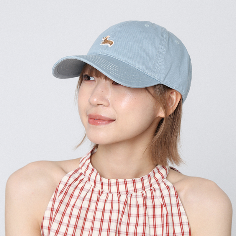 新款刺绣卡通小狗蓝色棒球帽女夏