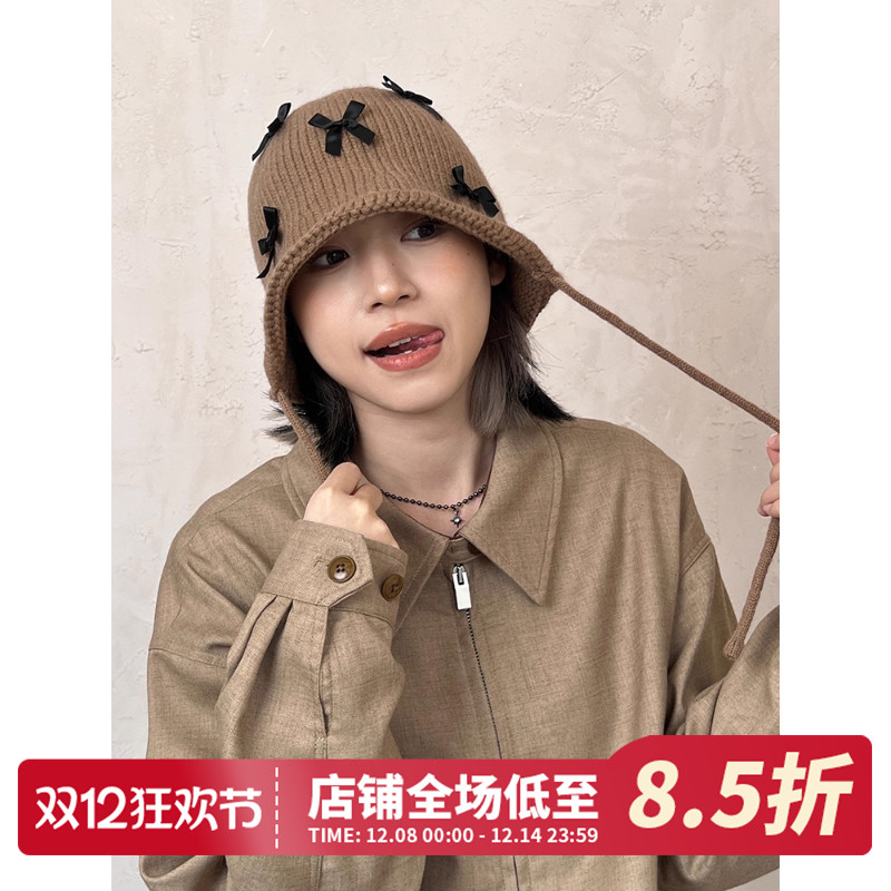 CHASELUCK蝴蝶结毛线保暖针织帽