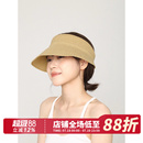 户外太阳帽可折叠遮阳帽子 亚麻卡其色防晒帽空顶帽草帽女2025夏季