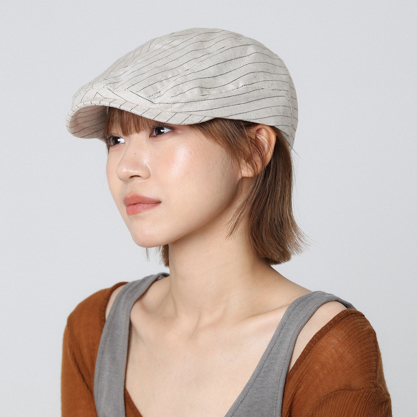 黑白条纹前进帽女春夏文艺贝雷帽图片