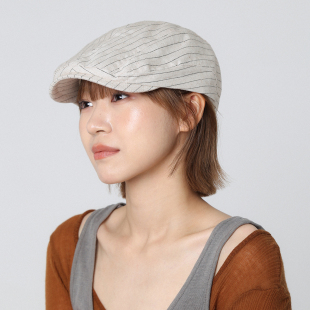 黑白条纹前进帽女2026春夏新款复古文艺贝雷帽英伦休闲报童鸭舌帽
