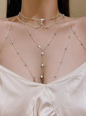 芒果店饰品mg胸链身体链欧美bodychain性感比基尼bikini立体后背