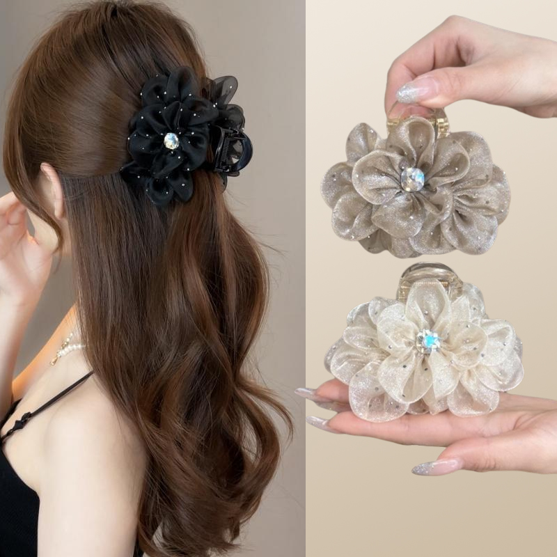 抓夹满天星全新后脑勺网纱云朵