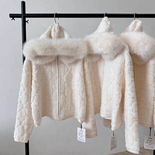 毛领高级感软糯糯毛衣外套女秋冬季慵懒保暖连帽羊毛针织开衫上衣