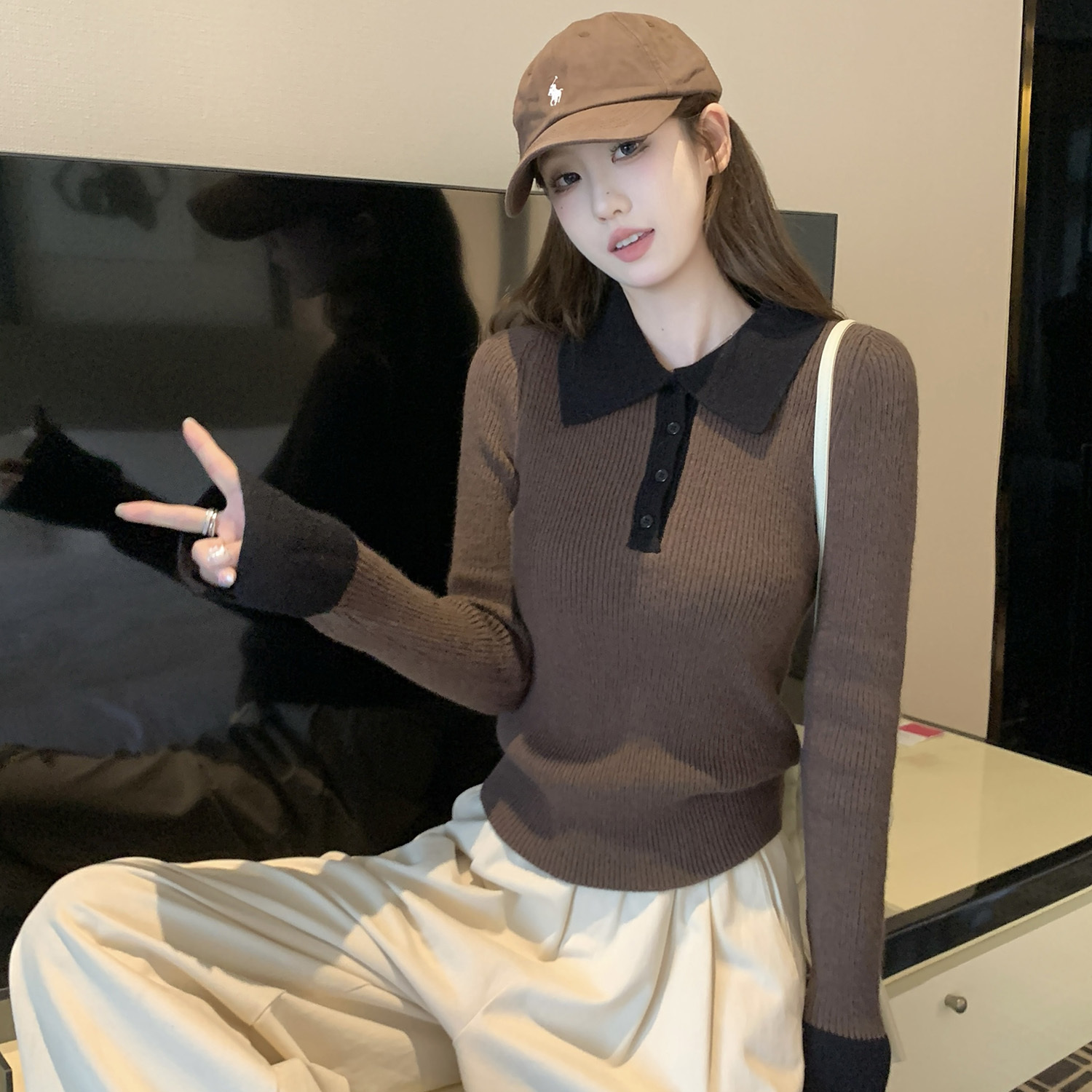 【赠送运费险】韩系polo领针织衫