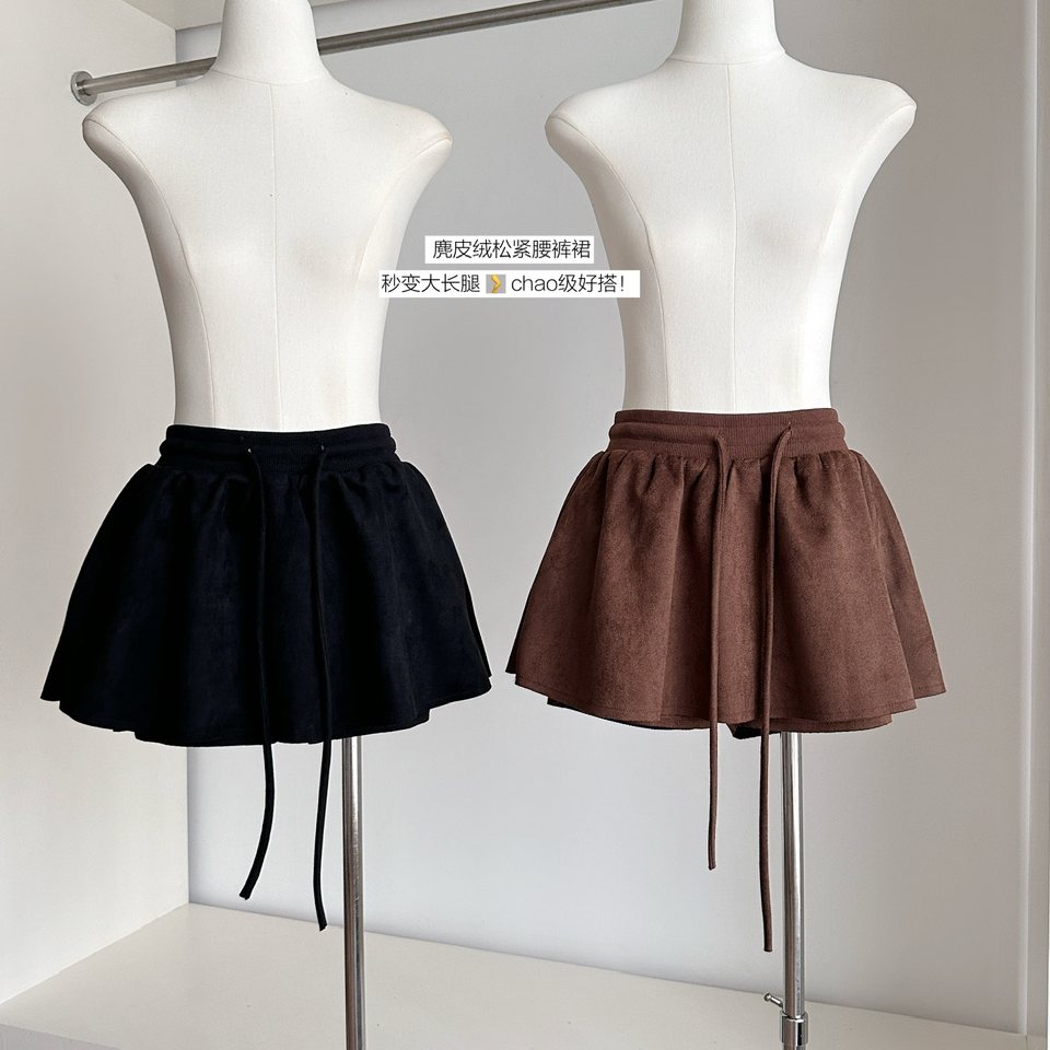 巨好看中古麂皮防走光半身裙初秋