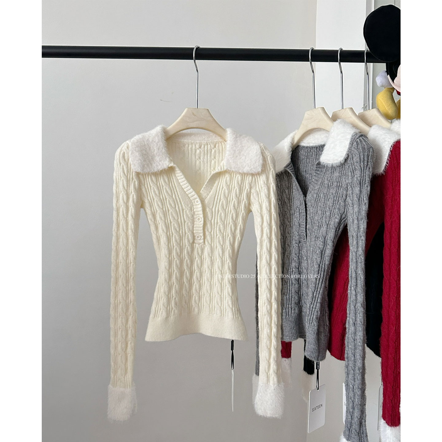 【赠运费险】毛毛领麻花针织衫