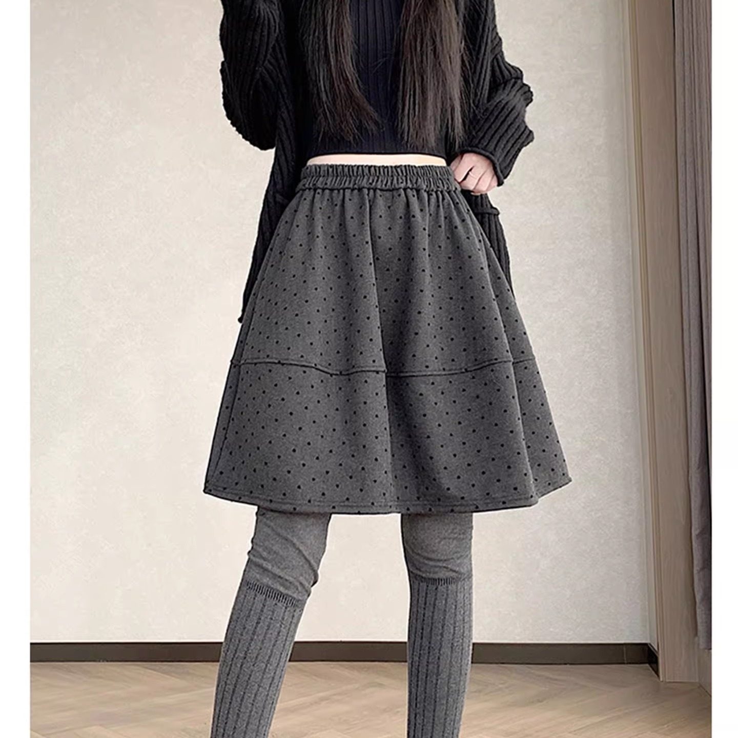 超好看波点花苞毛呢半身裙女冬松紧腰小个子显瘦遮胯A字五分中裙,女装/女士精品,半身裙,淘宝优惠券,粉丝福利购,淘宝优惠卷