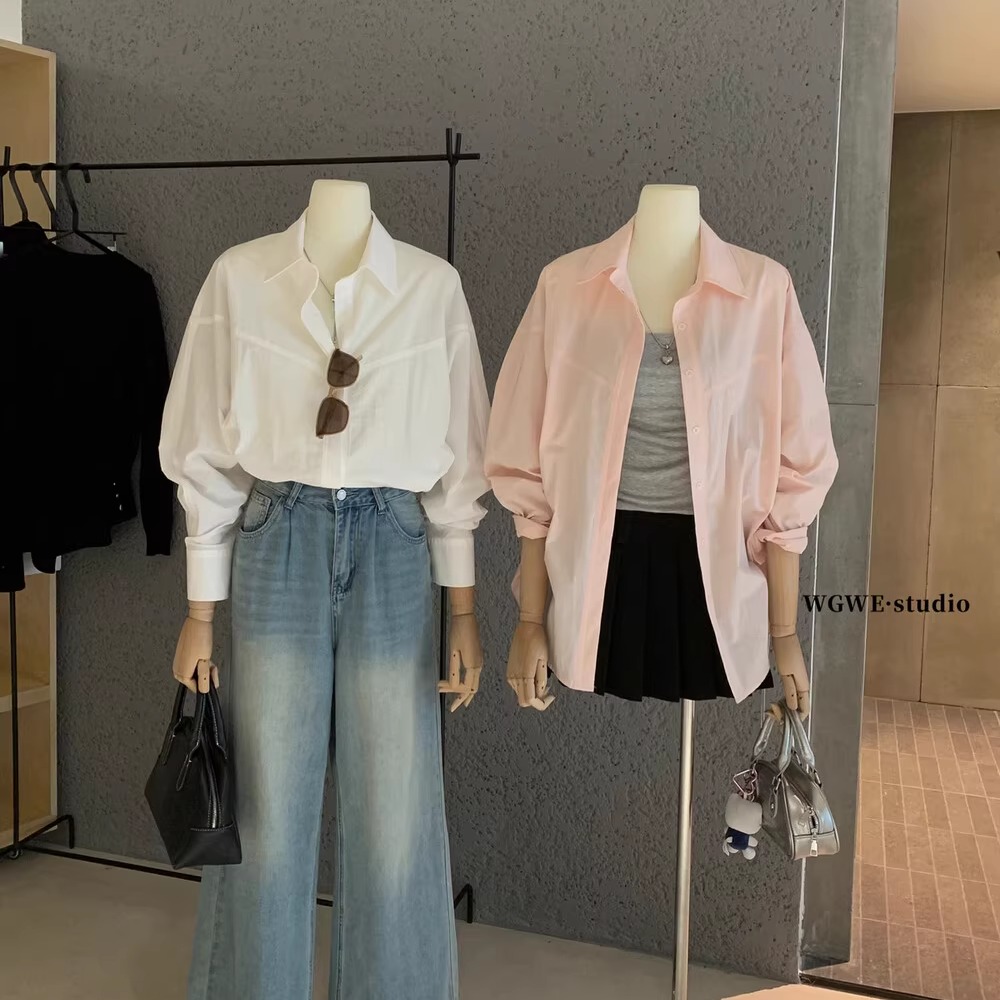 极简高级感慵懒翻领长袖衬衫外套