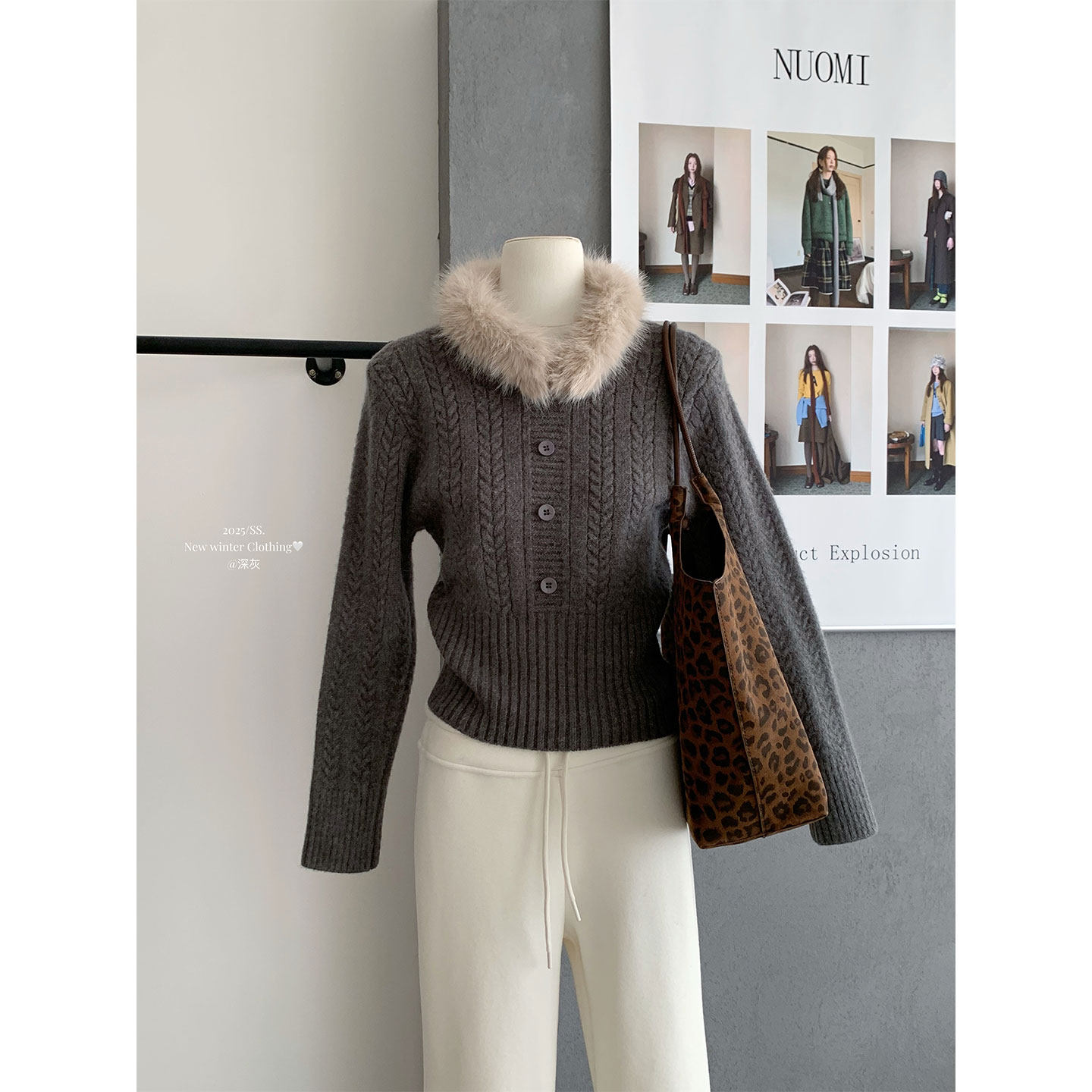 圣诞新年红色可拆卸毛领麻花毛衣女短外套春秋冬季长袖针织衫上衣,女装/女士精品,毛针织衫,淘宝优惠券,粉丝福利购,淘宝优惠卷