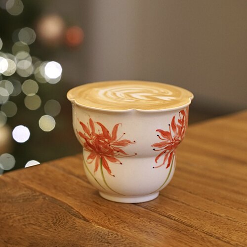花间树里。景德镇手绘釉下彩彼岸花咖啡杯拿铁拉花杯茶杯花口礼物