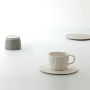 日式 云游 竖条纹咖啡杯碟套装 马克杯陶瓷意式 卡布奇诺早餐牛奶杯