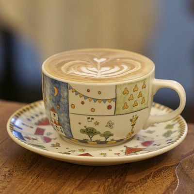 花间树里。马戏团哑光陶瓷咖啡杯拿铁杯拉花杯下午茶杯手冲咖啡