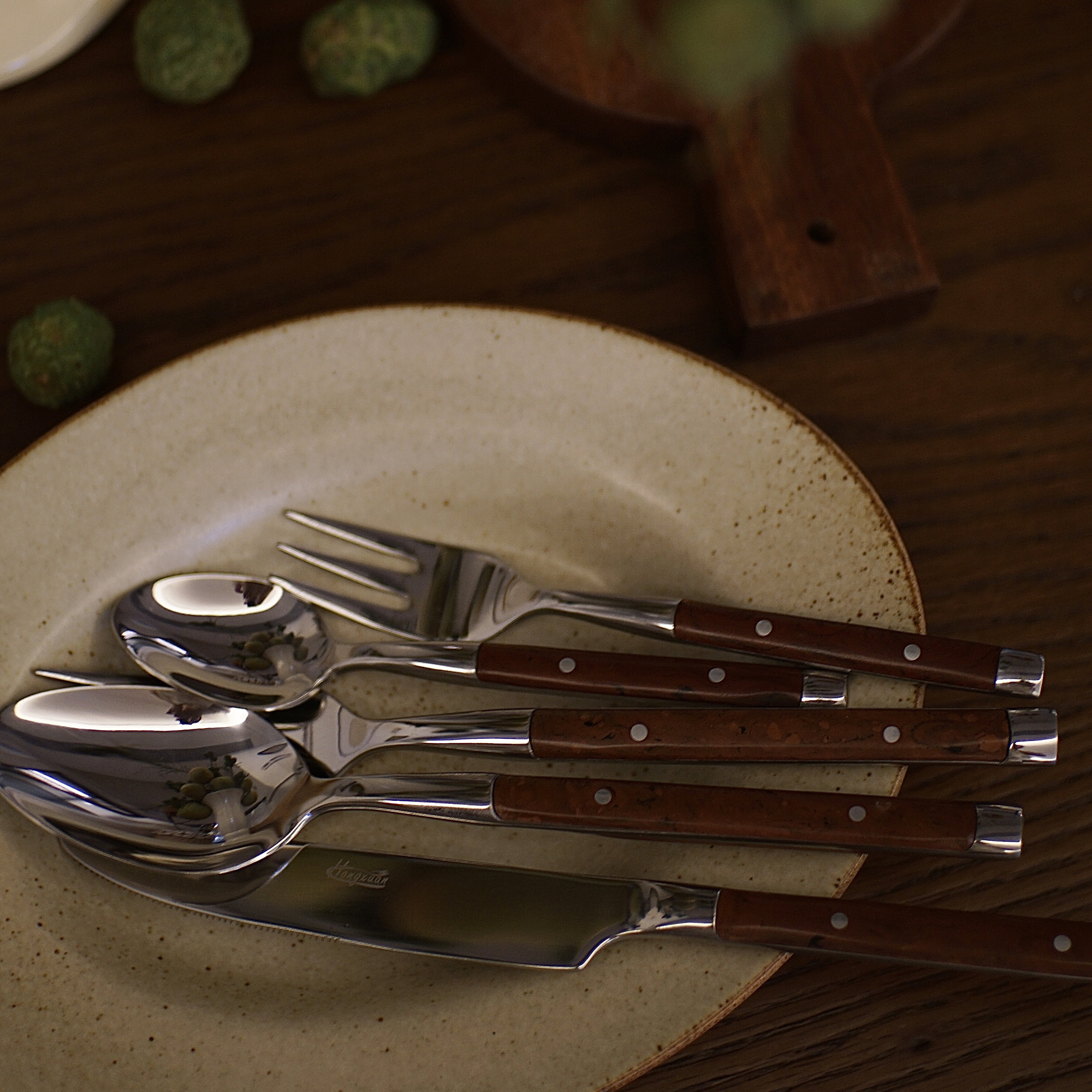 甜品刀叉勺ins西餐仿木纹