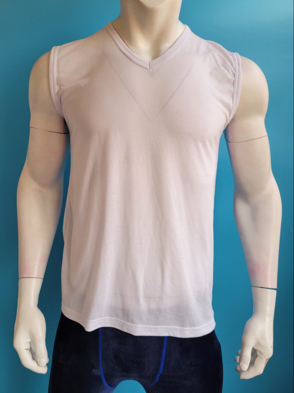 外贸日单全棉男无袖T恤背心V领篮球足球运动休闲打底男宽肩背心
