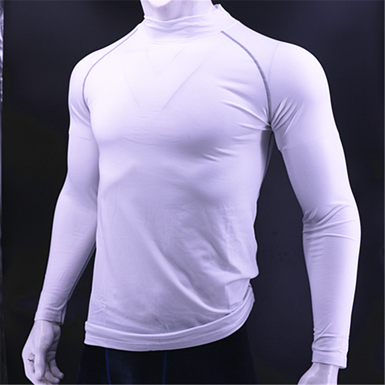 速干磨绒高弹健身男高领长袖