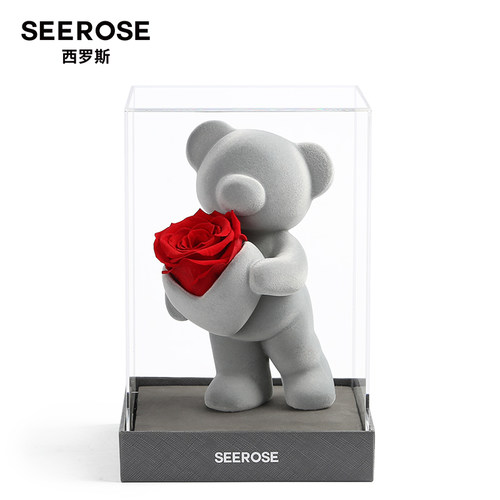 SEEROSE厄瓜多尔永生花玫瑰花熊