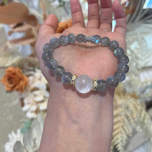 几右.暗夜天使灰月光天然水晶手串恋人之石送女朋友礼物