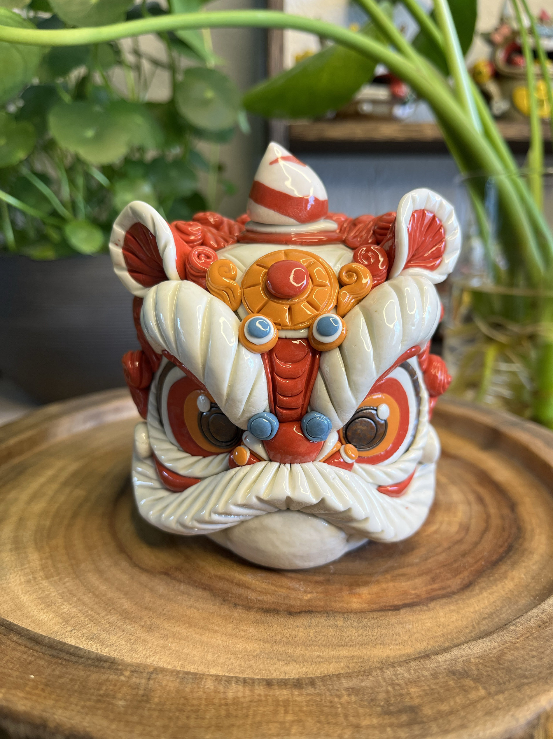 辰雪景德镇陶瓷吉祥醒狮头茶宠倒流香插入户玄关摆件乔迁开业送礼图片
