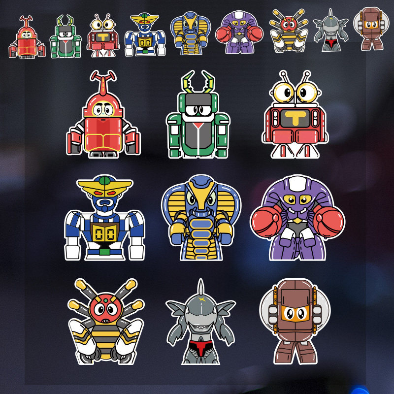 铁甲小宝个性创意动漫卡通汽车贴纸摩托车电动车划痕遮挡反光贴画