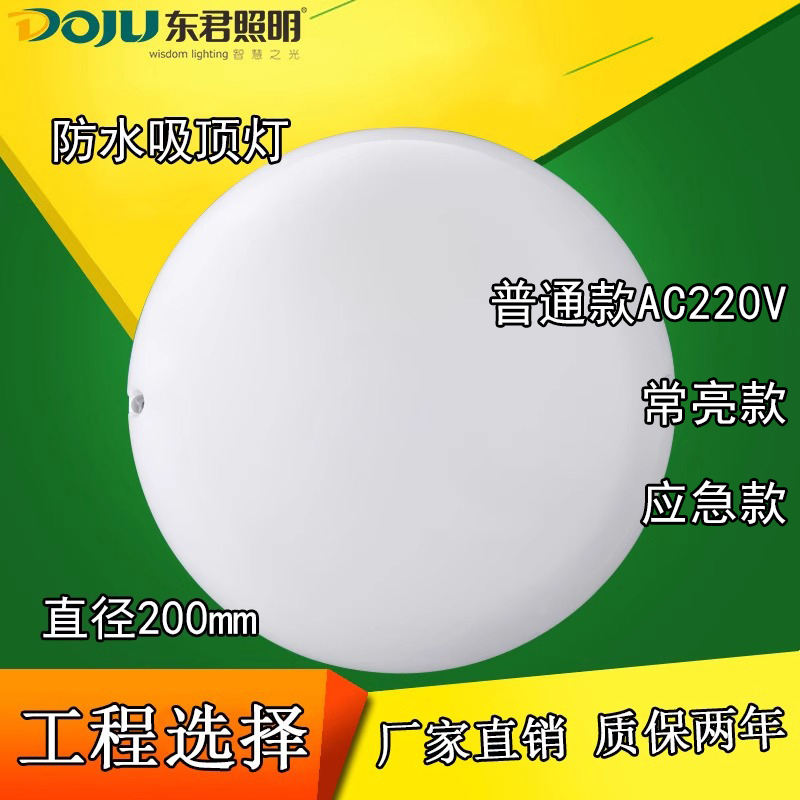 东君消防应急吸顶灯LED12瓦防水壁灯直径200mmA型智能应急照明灯