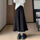 冬季 加厚垂感a字中长裙冬天裙子 半身裙流苏针织半裙女士2025新款