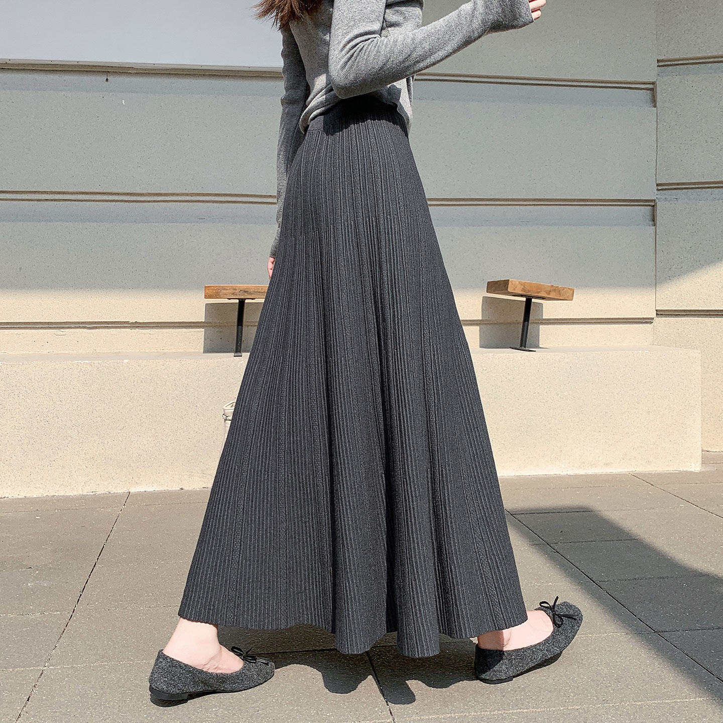 灰色针织半身裙女2025新款冬季加厚小个子遮胯显廋高腰a字大摆裙,女装/女士精品,半身裙,淘宝优惠券,粉丝福利购,淘宝优惠卷