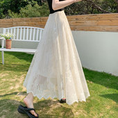 蕾丝半身长裙女2025超火春夏重工刺绣长款 显瘦纱纱裙子旗袍打底裙