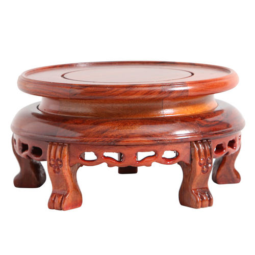 红贵宝虎脚底座圆形花几实木中式花盆花瓶佛像石头奇石摆件底座托