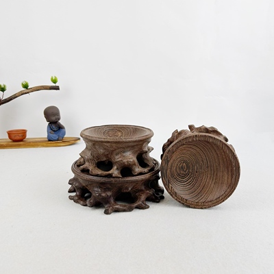 鸡翅木加高圆根雕底座文玩核桃托底座水晶球红木球形摆件葫芦托架