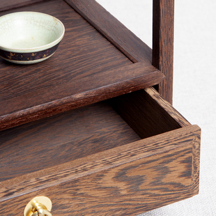 鸡翅木桌面茶架小型博古架带抽屉中式收纳茶壶茶具架子红木展示架