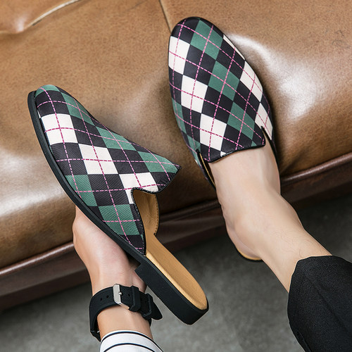 英伦透气一脚蹬半拖鞋