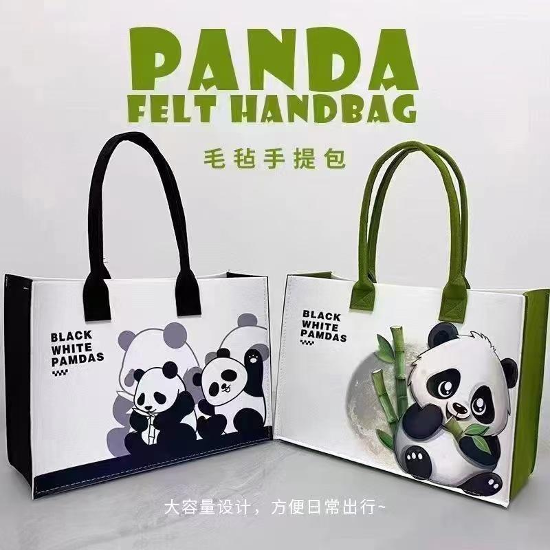 手提邮政熊猫花花通勤斜挎礼品袋