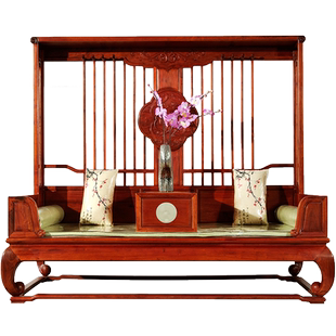 红木家具缅甸花梨木罗汉床中式实木午睡床侧卧贵妃榻休闲品茶床榻