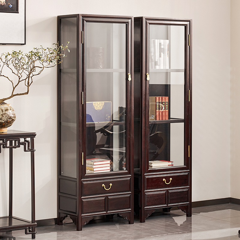 血檀木酒柜实木玻璃展示柜