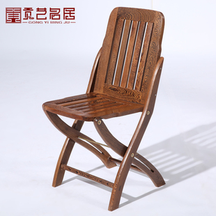 椅 实木中式 鸡翅木便携式 沙滩椅 折叠钓鱼椅 靠背换鞋 红木小椅子