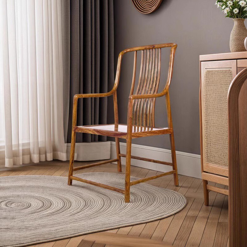 红木家具刺猬紫檀官帽椅全实木中式休闲椅子办公椅花梨喝茶椅