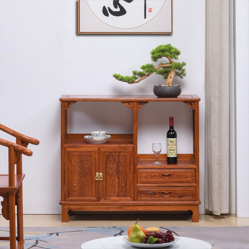 贡艺名居花梨木餐边柜家用客厅刺猬紫檀茶水柜实木置物柜红木边柜