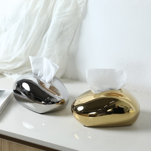 轻奢鹅卵石陶瓷纸巾盒客厅高级感艺术感家用茶几客厅卧室别墅餐桌