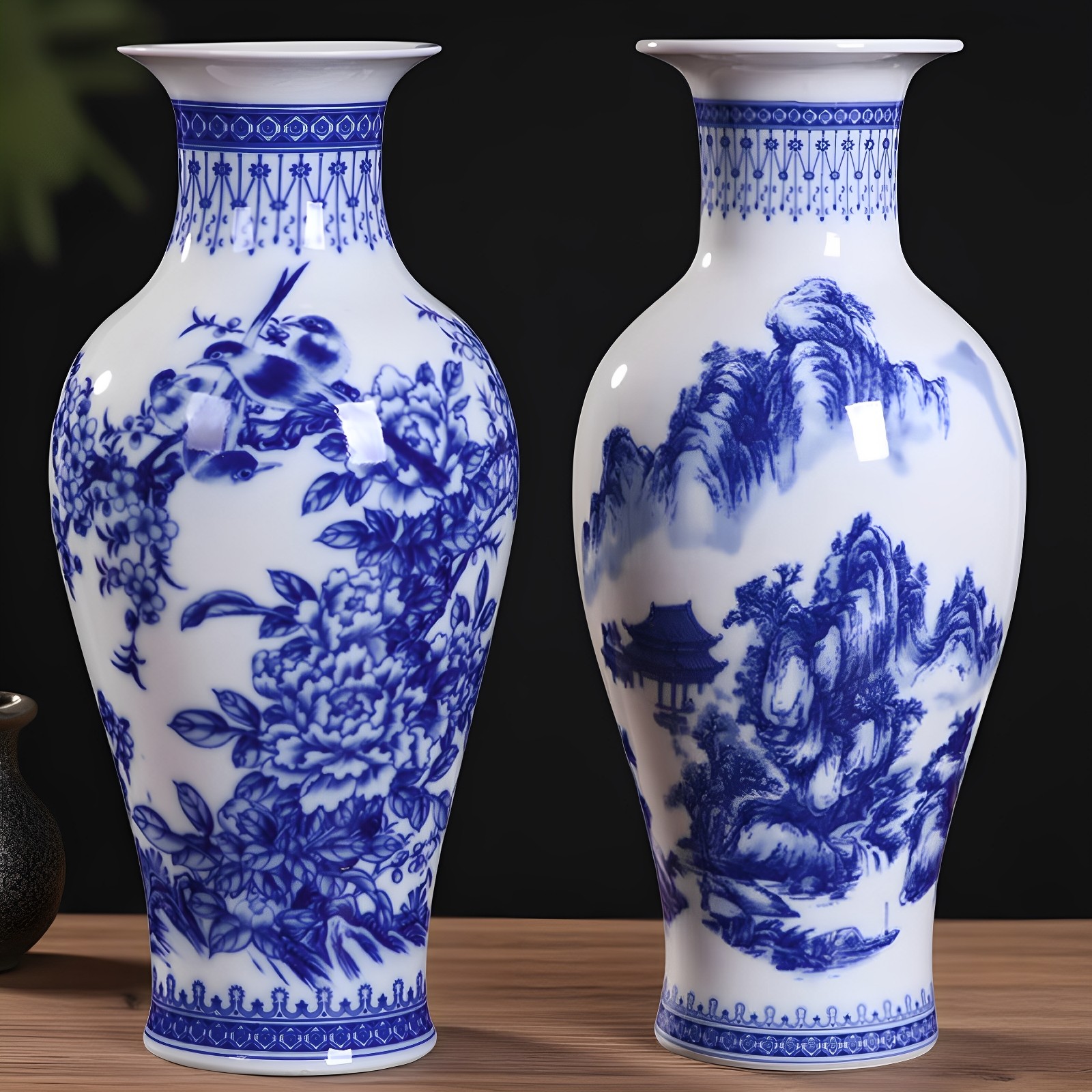 景德镇陶瓷花瓶复古青花瓷中式客厅插花器家居电视柜高级感大摆件,家居饰品,花瓶,淘宝优惠券,粉丝福利购,淘宝优惠卷