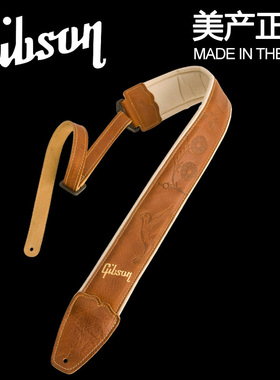 美产正品 Gibson吉普森  ASAC-TAN 电木吉他背带 加厚 棕色雕花