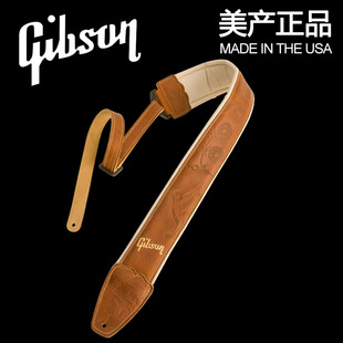 美产正品 Gibson吉普森  ASAC-TAN 电木吉他背带 加厚 棕色雕花