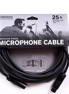 达达里奥PW-AMSM-25 连接线音频调音吉他贝斯麦克风话筒线缆