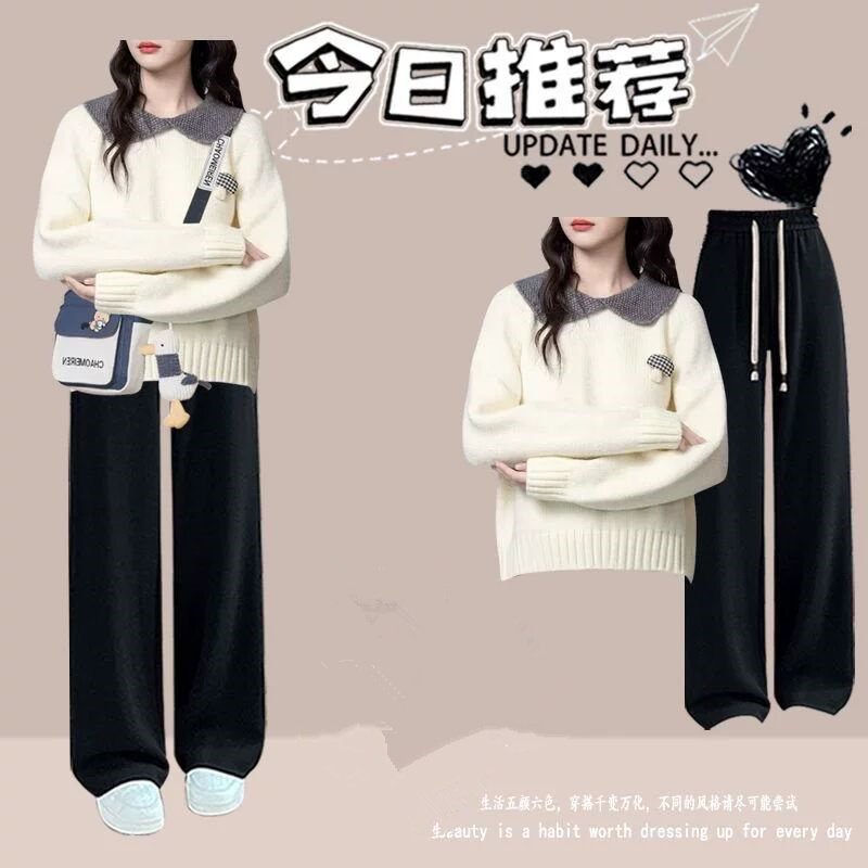 15中大童秋冬13岁一套12初中学生14-17少女孩针织毛衣休闲裤套装