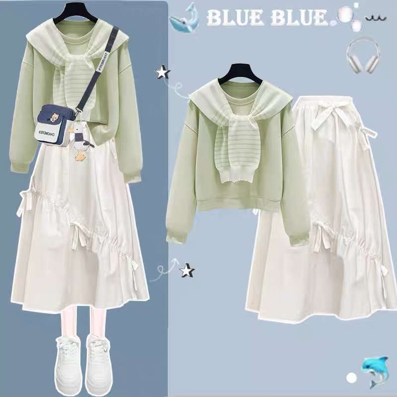 大童连衣裙秋装女12-15岁初中学生半身裙少女公主裙高中生两件套