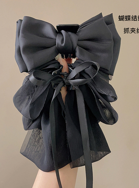 双面蝴蝶结大号头发抓夹女在逃公主发夹后脑勺鲨鱼夹发饰秋冬头饰