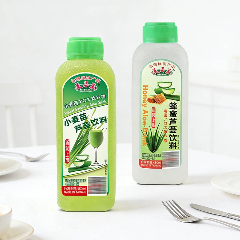 台湾美姿美蜂蜜芦荟饮料450mL小麦苗芦荟汁4瓶装进口美滋美饮品