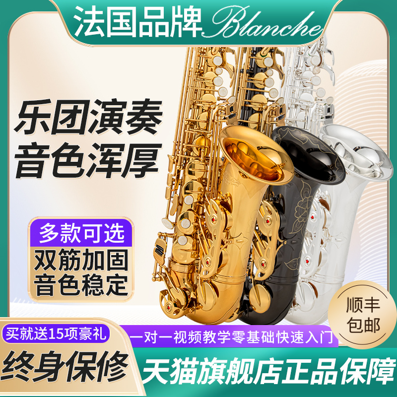 萨克斯管乐器 降e调中音萨克斯风 初学者专业正品法国品牌Blanche 乐器/吉他/钢琴/配件 萨克斯风 原图主图